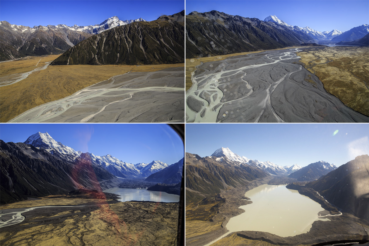       (Grand Plateau Glacier).<br>     (Tasman River)     (Lake Tasman).