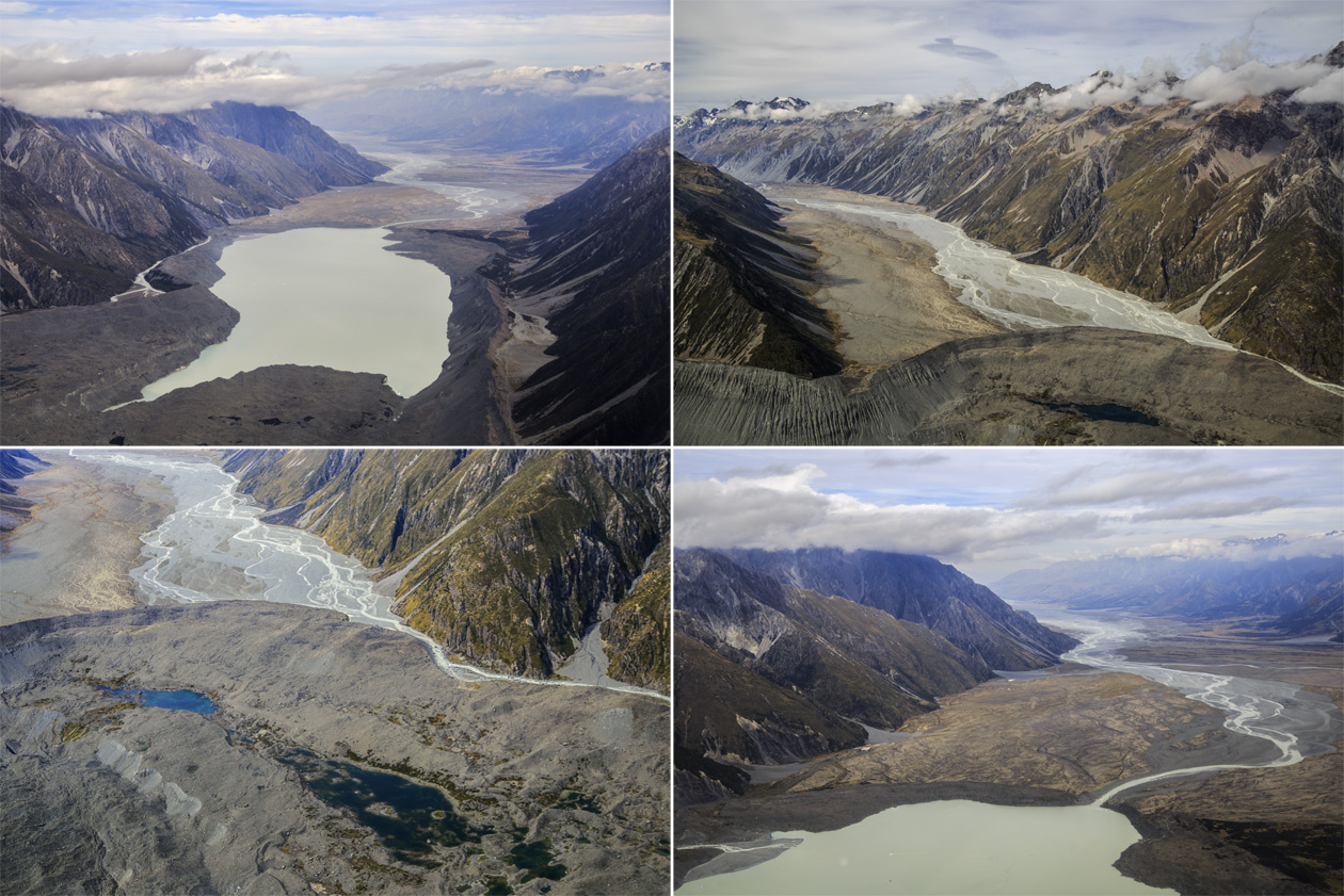           (Grand Plateau Glacier)     (Mount Cook Airport).   (Lake Tasman),    (Murchison River),  Liebig Range.