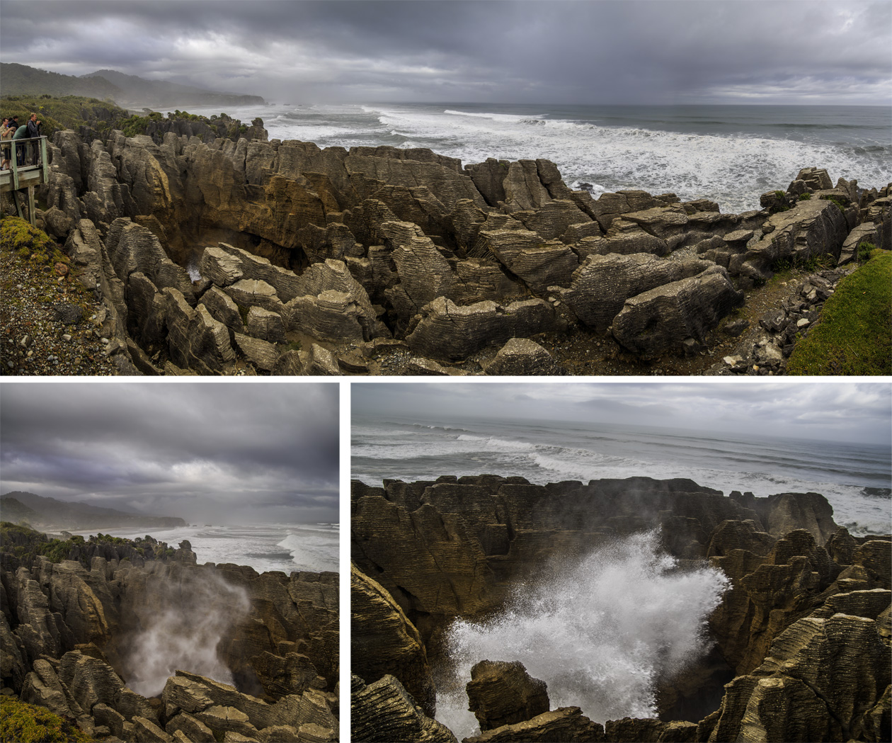     (Pancake Rocks).<br>Putai Blowhole.