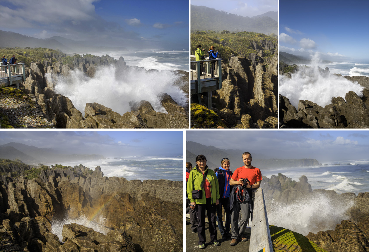     (Pancake Rocks).<br>   Putai Blowhole   .    .