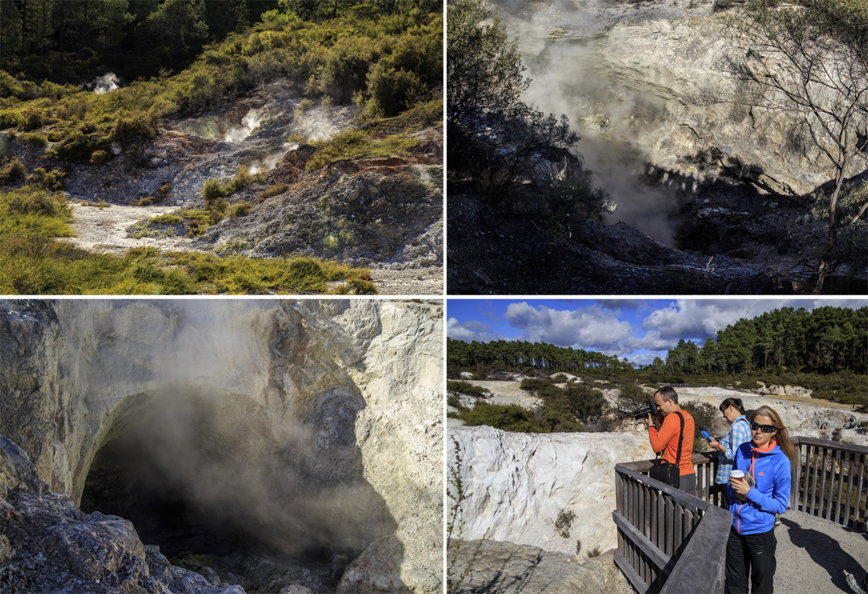  (Rotorua).<br>  Wai-O-Tapu Thermal Wonderland.<br>  (Rainbow Crater)    (Thunder Crater).