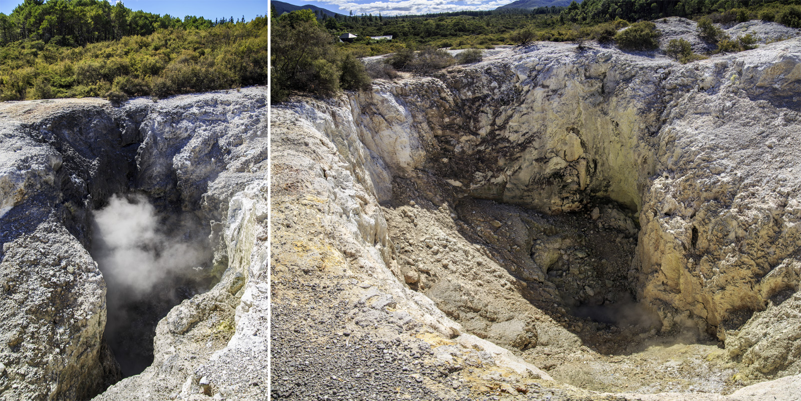  (Rotorua).<br>  Wai-O-Tapu Thermal Wonderland.<br>  (Inferno Crater)     (Bird's Nest Crater).