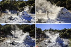  (Rotorua).   Wai-O-Tapu Thermal Wonderland.   -,    (Lady Knox Geyser)  ,       .