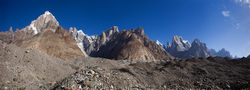         (Baltoro Glacier).<br> : Paiju Peak, Uli Biaho, Trango Towers, Cathedral, Lobsang Spire.<br>