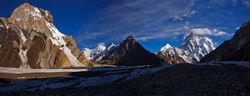        (Godwin Austen Glacier)      K2 (K2 BC).<br>  Marble Peak 6238,    Khakhal Glacier,  Angel Peak 6805  K2 (Choghori) 8611,     Broad Peak 8047.