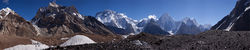   - (Baltoro Muztagh Range)      (Concordia)     (Baltoro Glacier).  : Marble Peak, Broad Peak, Gasherbrum IV  II.