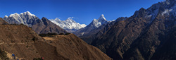    Everest View Point.    (Taboche) 6495,  (Everest) 8848,  (Lhotse) 8516    (Ama Dablam) 6812.